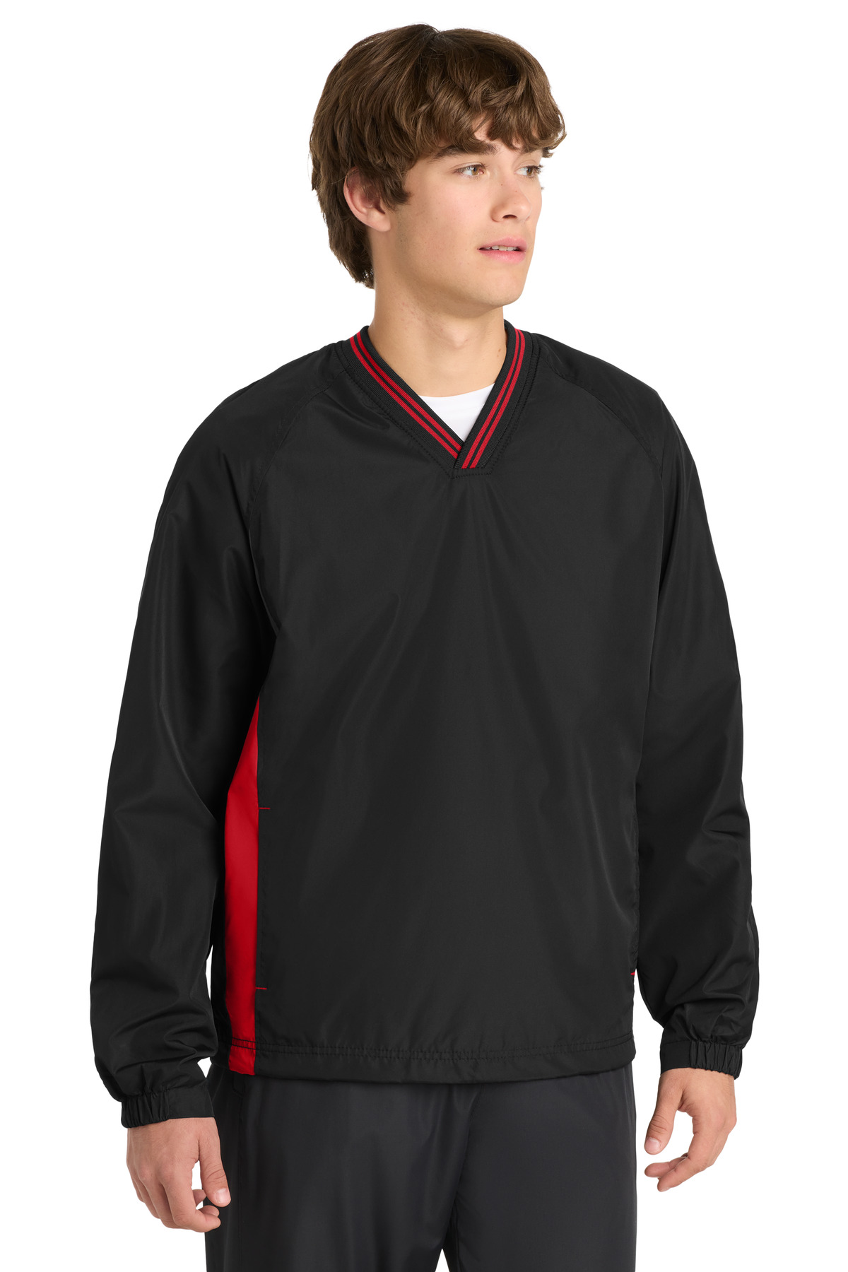 Sport-Tek Tipped V-Neck Raglan Wind Shirt. JST62 - Image 3